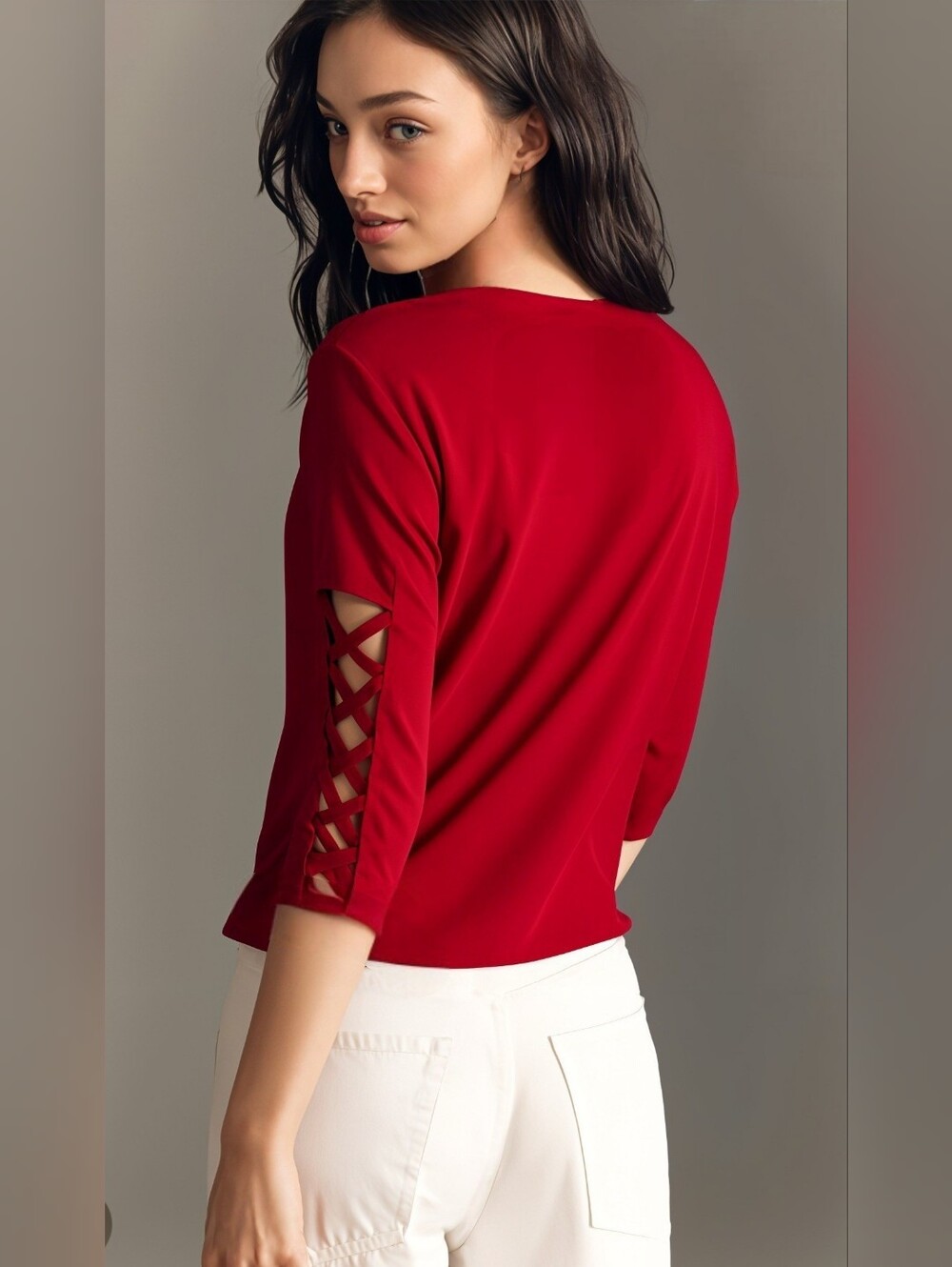 Guess Red Cut Out Sleeve Top